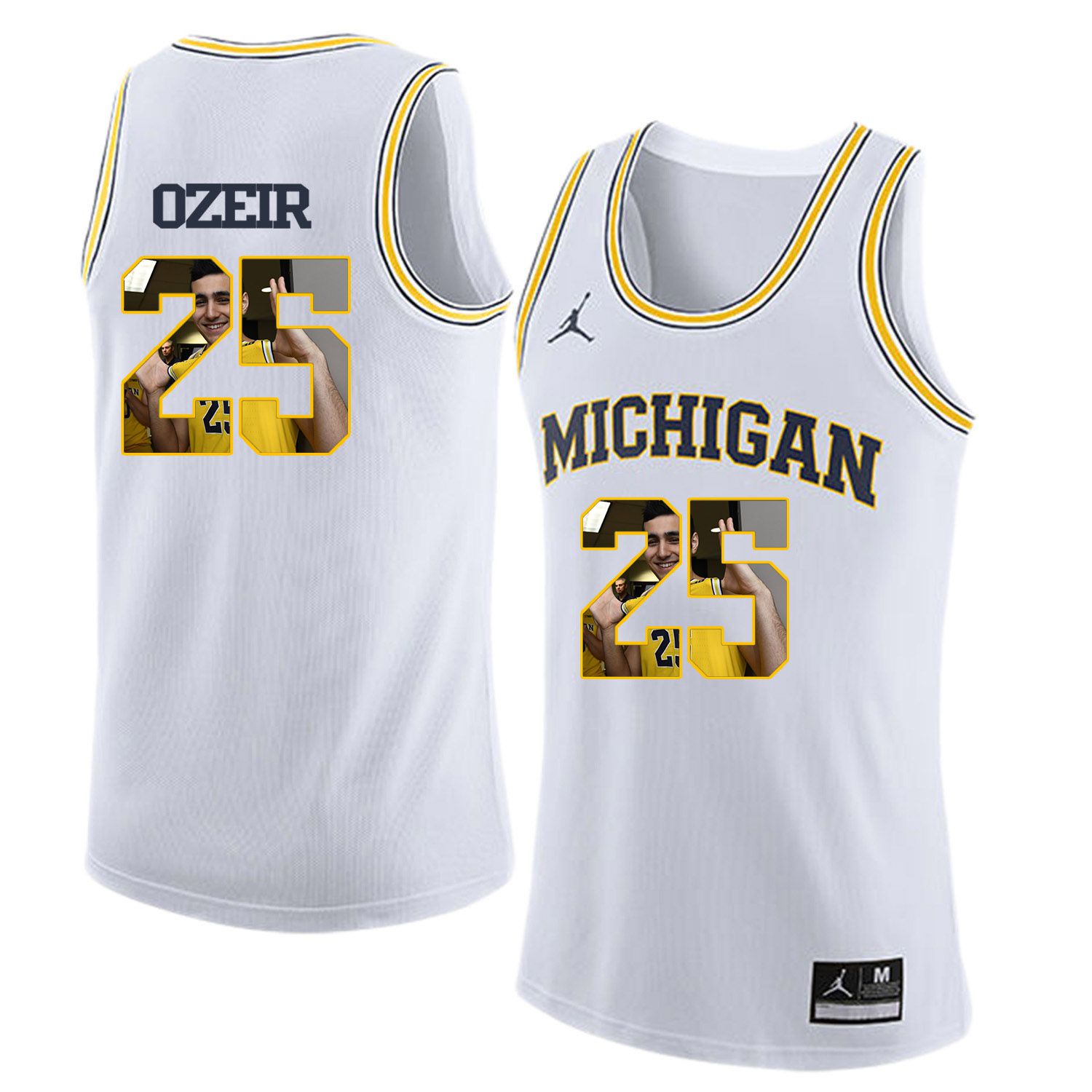 Men Jordan University of Michigan Basketball White #25 Ozeir Fashion Edition Customized NCAA Jerseys